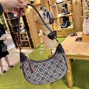 Tory Burch T Monogram Crescent Canvas Shoulder Bag